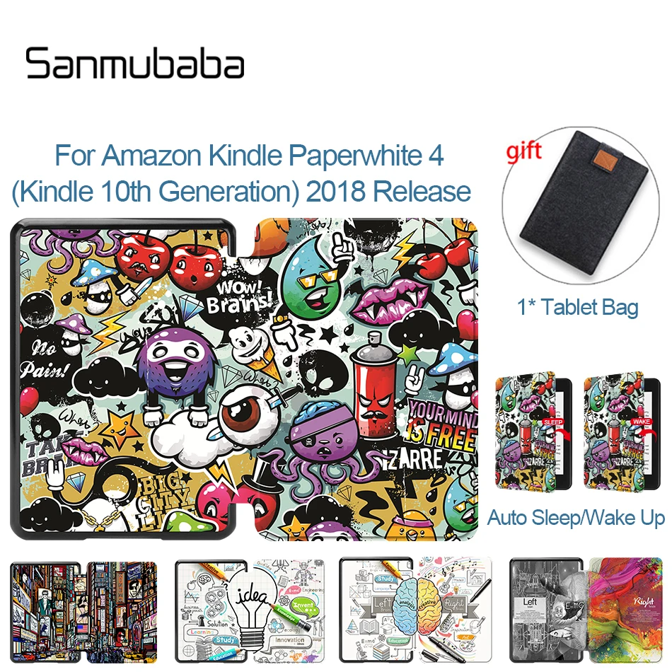 Sanmubaba мультяшный чехол для Amazon Kindle Paperwhite 4 10 го поколения 2018 тонкий PU кожаный смарт