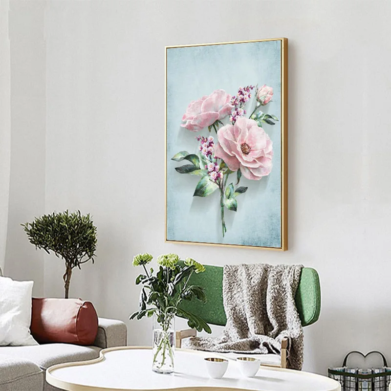 

Nordic Flower Posters Print Wall Art Canvas Painting Green Plants Hand Painted Roses Picture Living Room Home Decoration Cuadros