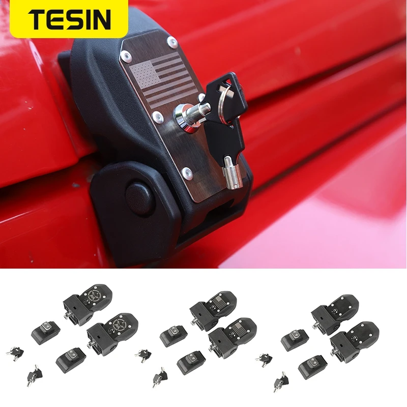 

TESIN Locks Hood for Wrangler JK Car Engine Hood Latch Catch With Key Lock for Jeep Wrangler JK 2007-2017 Exterior Accessories