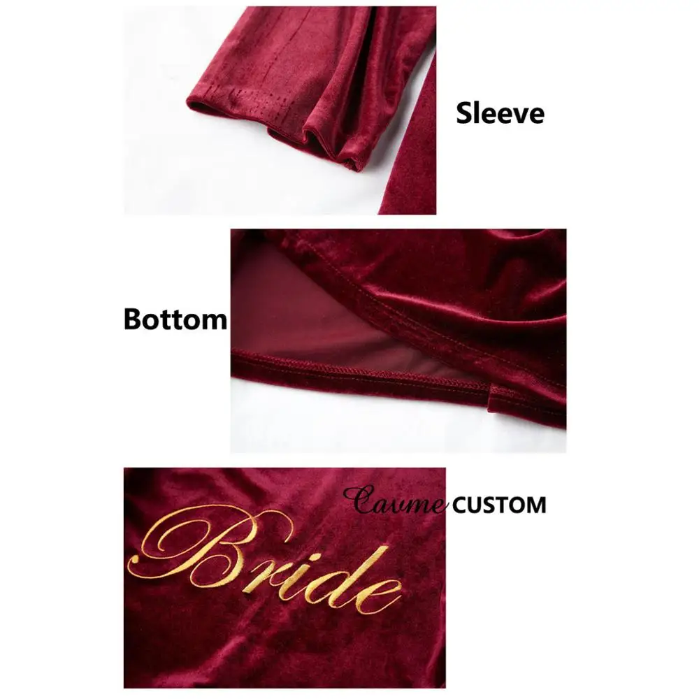 

CAVME Bride Bridesmaid Kimono Robe Embroidery Robes Winter Ladies Sleepwear Spaghetti Strap Dress PLUS SIZE Solid Color