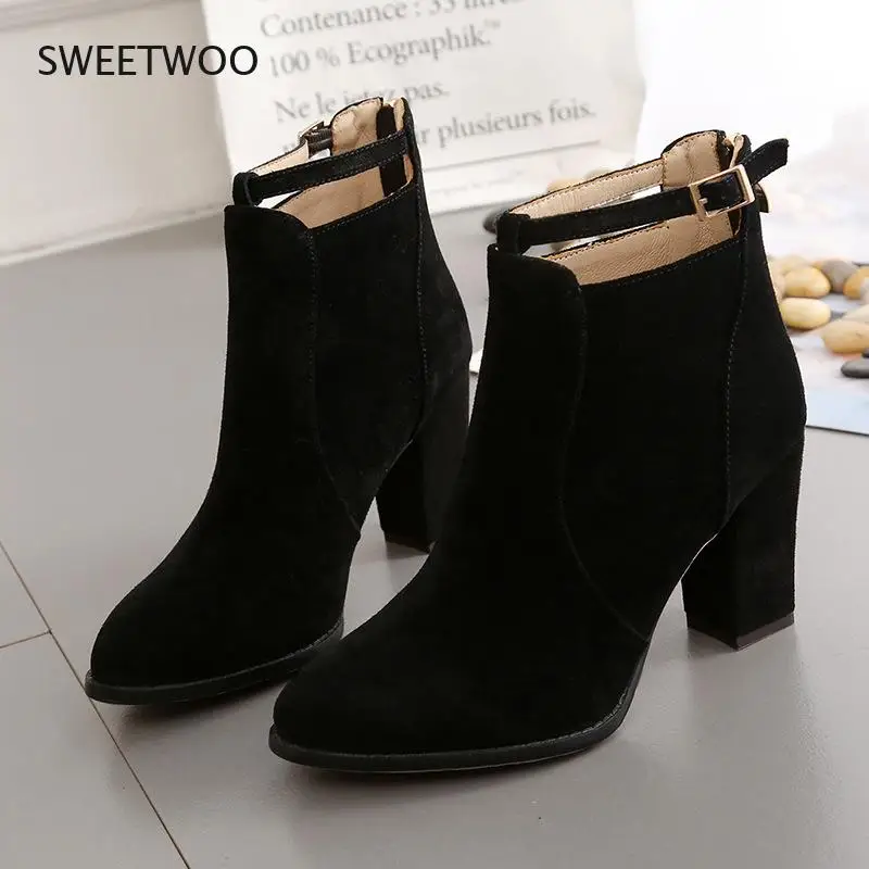 

Women's shoes high heels and ankle boots fashion shoes sexy pointed toe mid-heel autumn and winter series 40