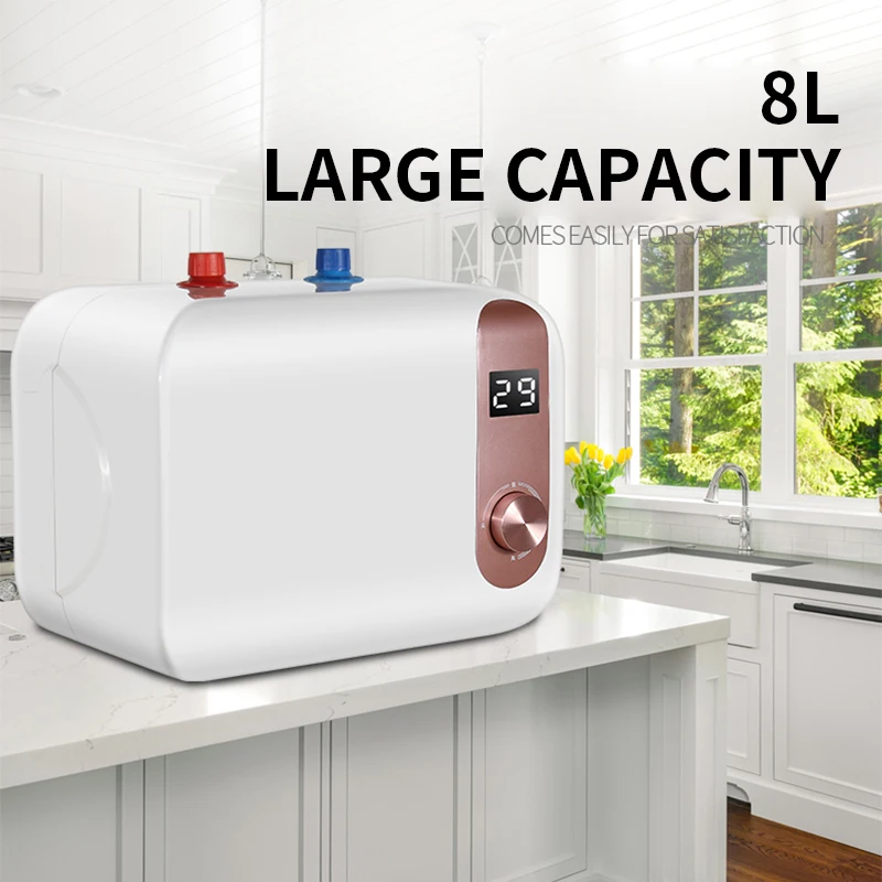 DSZF-A8-10 MINI storage type domestic water heater, kitchen dishwashing quick-heat type upper/lower water heater 8L capacity
