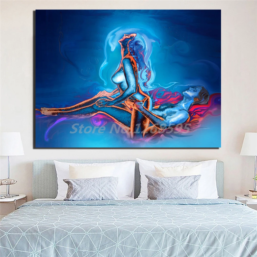 Красочные абстрактные сексуальные мужские и женские постеры синие картины на