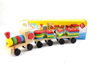 

Environmental Protection Early Education Toys Drag Three-Section Building Blocks Small Train Wholesale and Retail Youdele