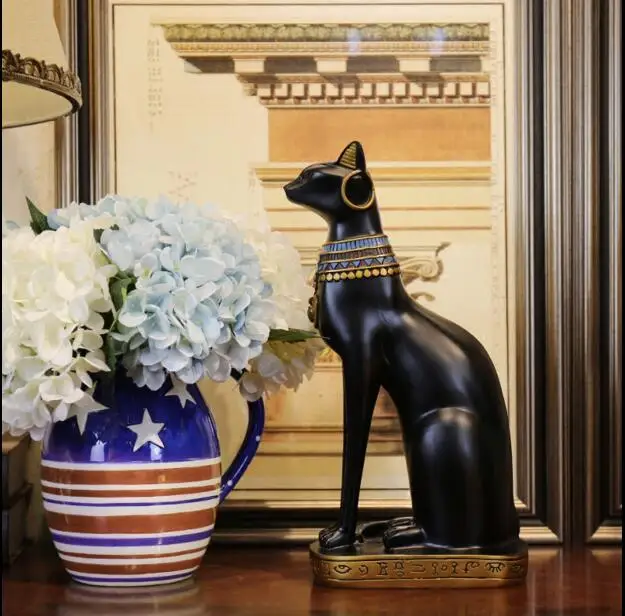 

European Egypt Cat Creative Modern Cat Arts Crafts Home Furnishing Livingroom TV Cabinet Decoration Wine Racks Animal Statues