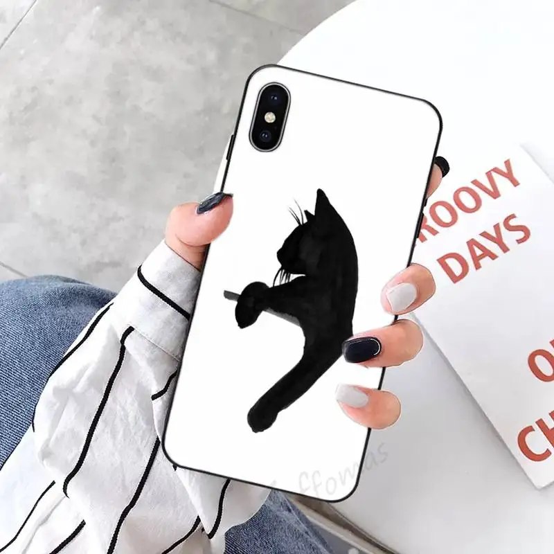 

Illustration art cat animal Phone Case Candy Color for iPhone 6 7 8 11 12 s mini pro X XS XR MAX Plus