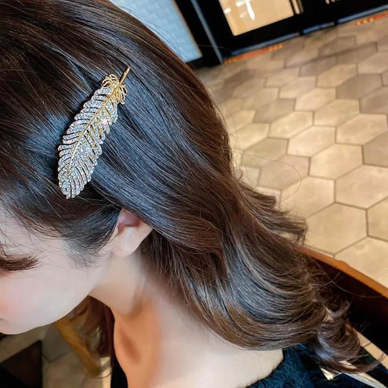 

Fashion Women Leaves Pearl Rhinestone Hairpin Girls Hair Accessories Headwear For Girls Hair Clips Jewelry