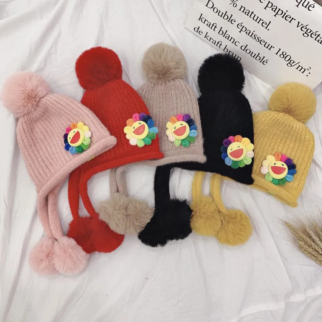 Новый 2019 детская зимняя шапка из натурального меха с помпоном для детей узор в