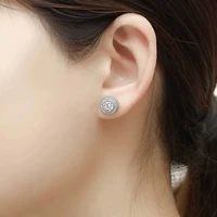 unisex stunning round cut cubic zircon stud earrings 1cm diameter hiphop brass drop shiping jewellery for manwomen