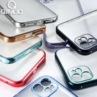 Роскошный прозрачный чехол с квадратной рамкой для iPhone 12 11 Pro Max Mini XS XR X 7 8 Plus SE 2, прозрачный матовый Мягкий силиконовый чехол