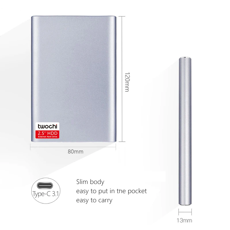 TWOCHI'''1TB Super external Hard Drive Disk USB3.1 HDDStorage for PC, Mac,Tablet, Xbox, PS4,TV box 4 Color