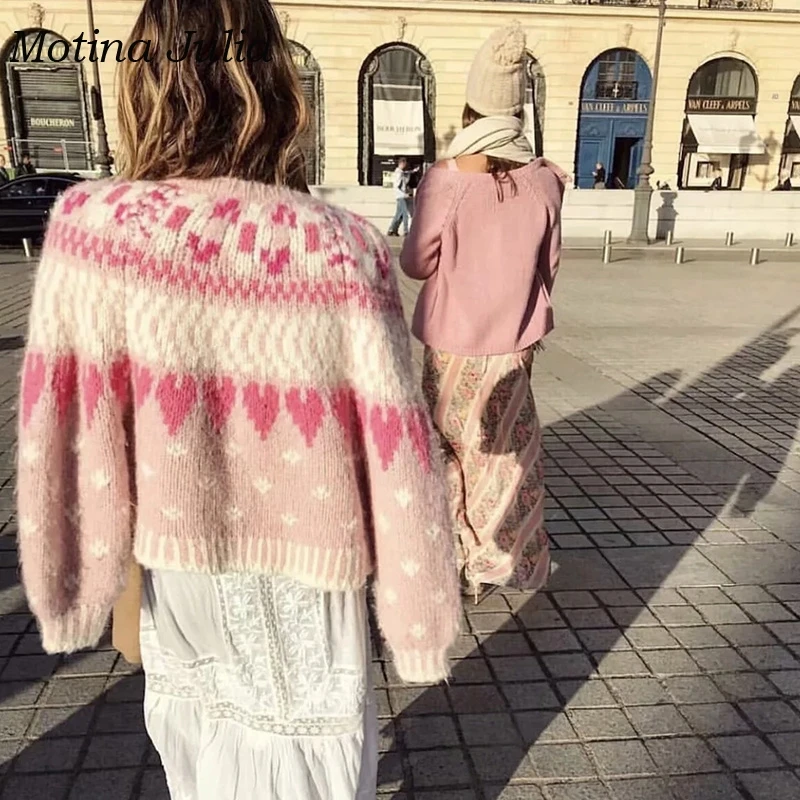 Motina Julia 2019 сексуальный вязаный свитер boho кардиган топы Женская милая трикотажная
