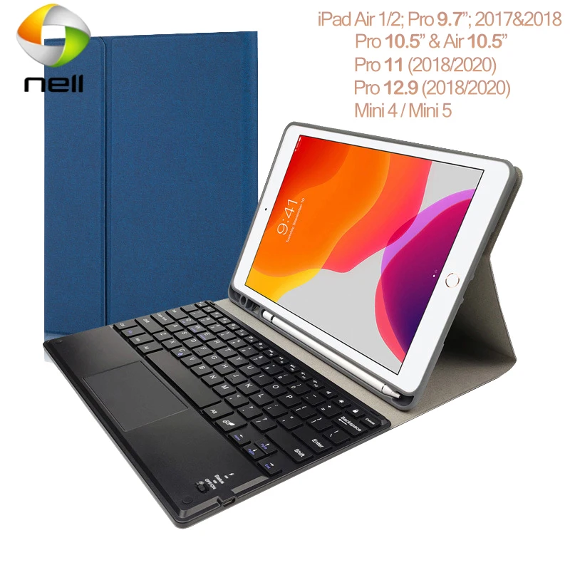 

Чехол с клавиатурой и тачпадом для iPad pro 12,9, 11, 10,5, 9,7 дюйма, чехол с Bluetooth клавиатурой, умный чехол для iPad mini 4, 5, air 1, 2, чехол