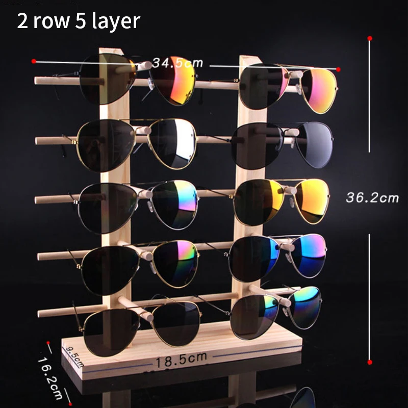 

2Columns 3/4/5/6 Layer Wood Sunglasses Display Stand Glasses Storage Rack Sunglasses Organizer Holder Jewelry Display Rack