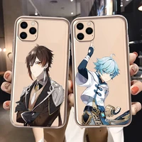 hot anime genshin impact phone cover for iphone 11 12 13 pro max x xr xs max 6s 7 8plus 13mini se20 clear soft silicone tpu case