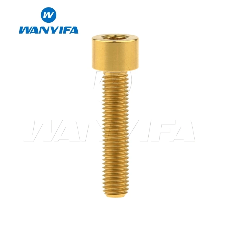 M5x25 Gold Wanyifa M5 x от 10 до 12 лет, 16, 18, 20, 25 30 35, 40 45 50 55 60 мм Винт С Титановым болтом клеймо для Велосипедный вынос руля велосипедный крепеж - Цвет: M5x25 Gold