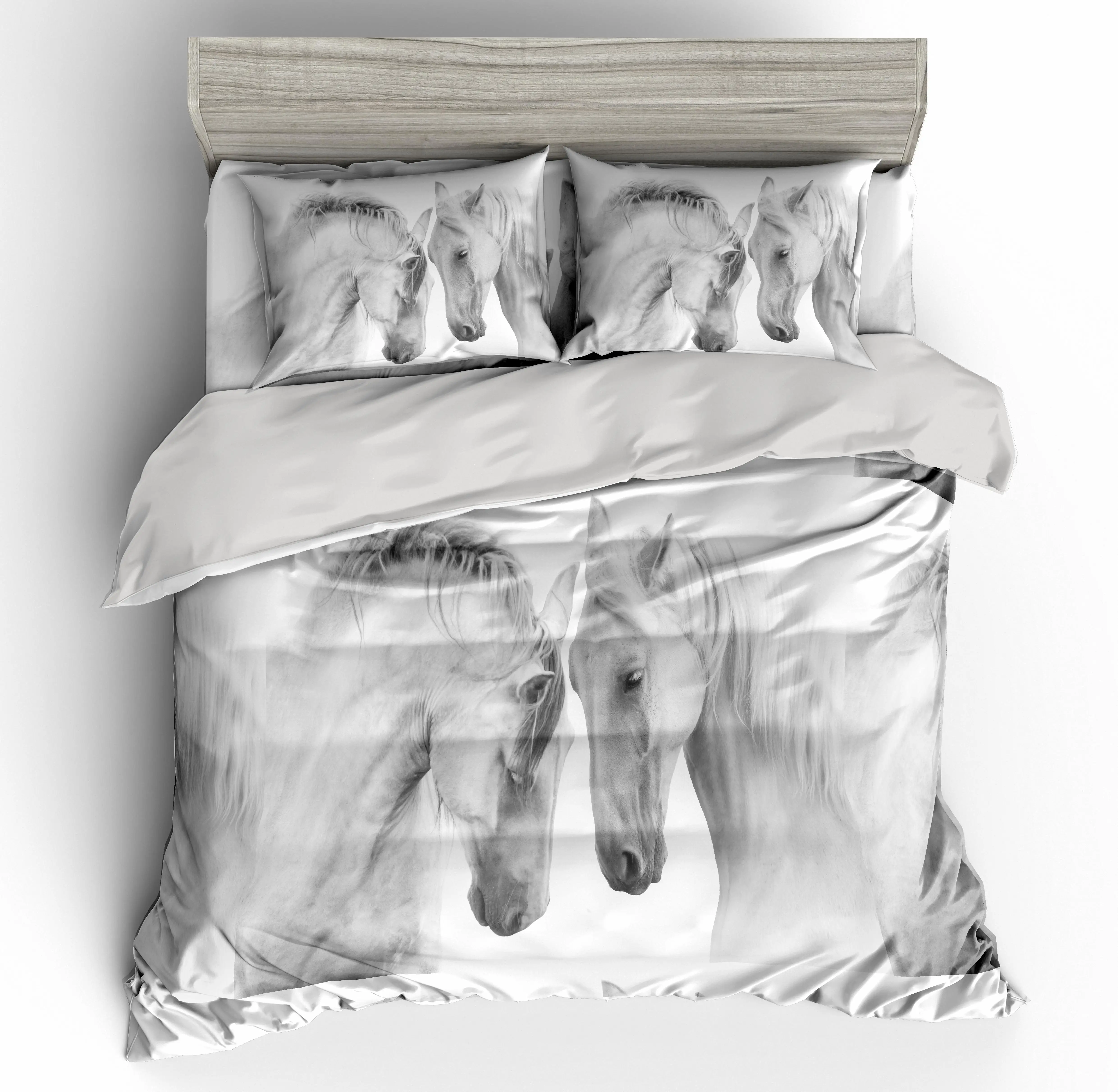 4 стиля 3D лошадь печать постельных принадлежностей кровать King size пододеяльник