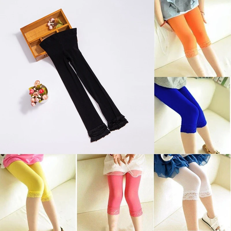От 2 до 15 лет детские кружевные леггинсы для девочек обтягивающие капри