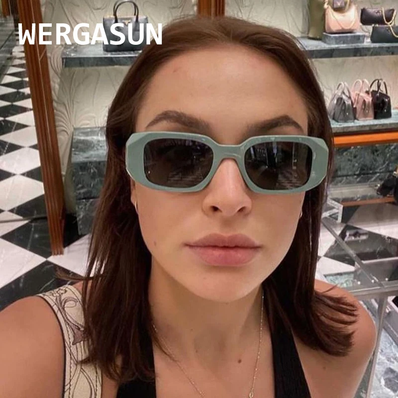 

WERGASUN 2021 New Fashion Vintage Sunglasses Women Brand Designer Retro Sunglass Rectangle Sun Glasses Female UV400 Eyewears