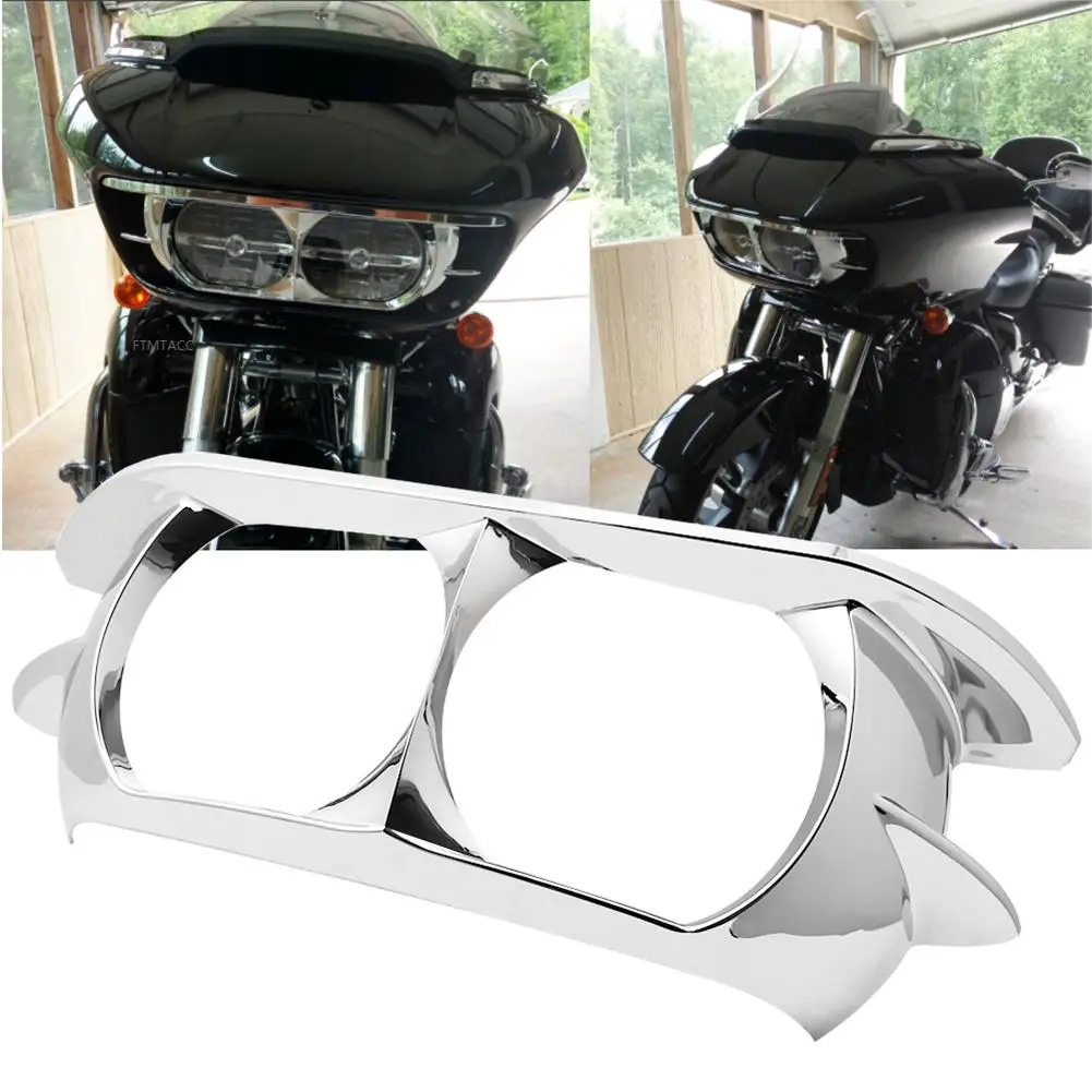

Хромированный двойной обтекатель для фар, обтекатель для Harley Touring Road Glide 2015-2020, чехол для фары мотоцикла