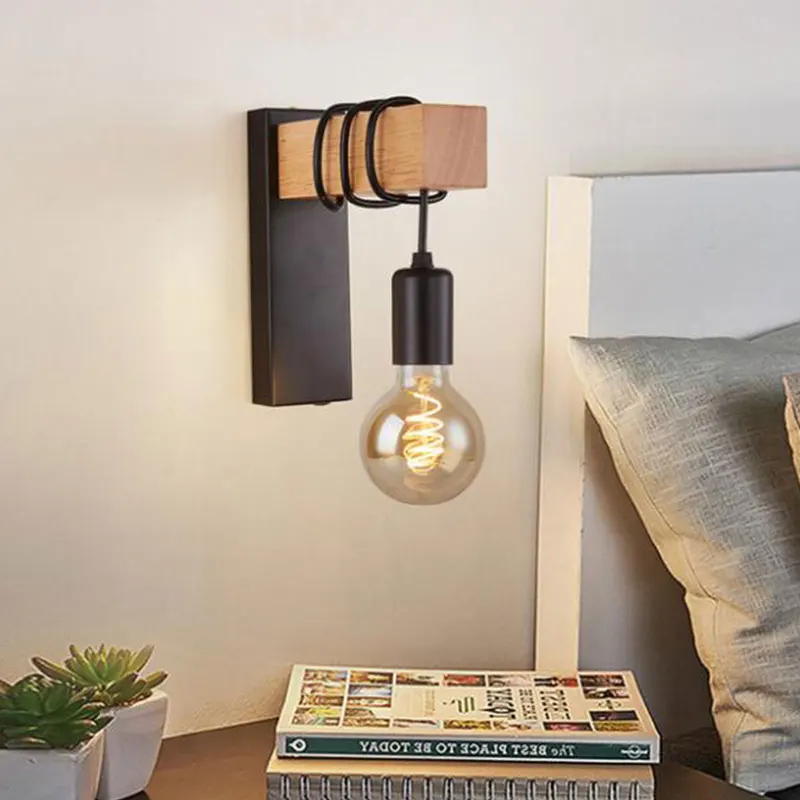 Современный минималистичный комнатный настенный светильник деревянная