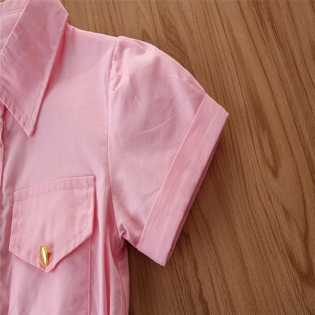 Комбинезон для маленьких девочек с коротким рукавом на пуговицах | Мать и ребенок