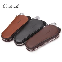 contacts men genuine cow leather bag car key wallets fashion women housekeeper holders carteira keychain zipper key case pouch