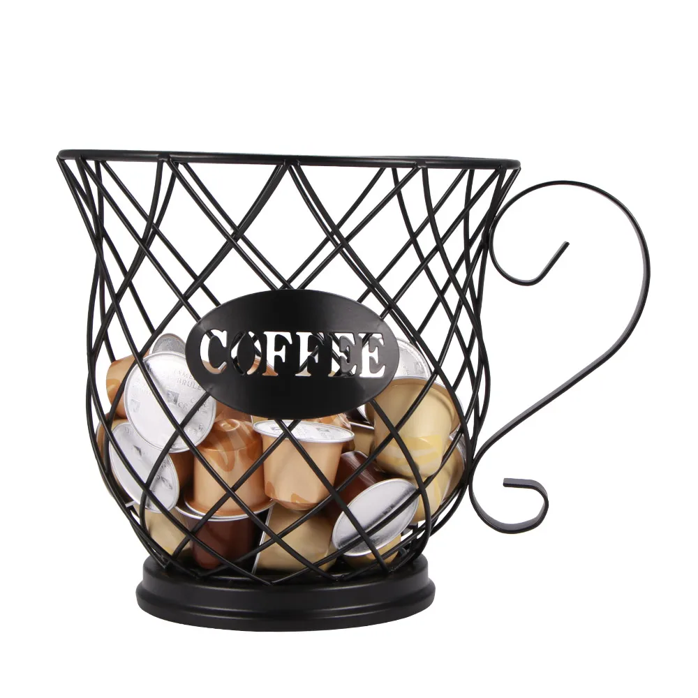

Универсальная Женская корзина для кофейных чашек, винтажный органайзер для кофейных капсул, черный держатель для дома, кафе, отеля