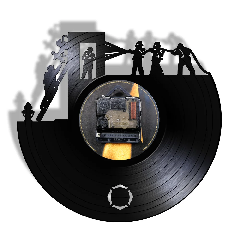 Пожарные настенные часы винтажные украшения с виниловой записью пожарная машина