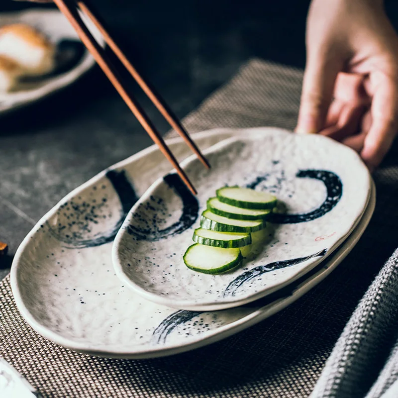 FANCITY креативная Дэн-образная пластина эллиптическая керамическая плоская