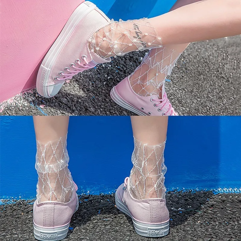 Jeseca женские сексуальные кружевные прозрачные сетчатые носки в сеточку