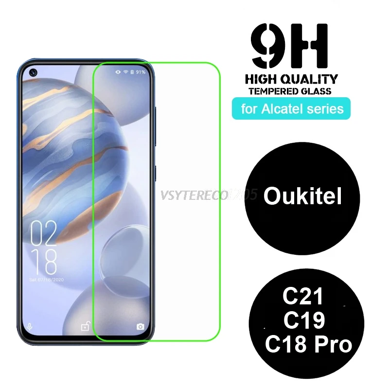 2-1 шт. закаленное стекло для экрана Oukitel C21 защитное 9D на Pelicula de vidro 6 4 "пленка