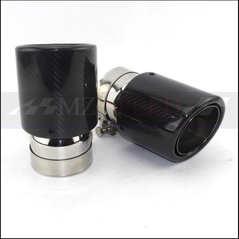 

1 PCS Free sexhaust pipe muffler carbon fibergrade curled glossy 165 mm long tail black stainless steel for BMW car exhaust pipe