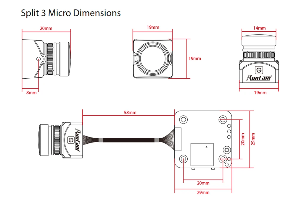 RunCam split 3 Micro/Nano WOOP FPV камера 2MP1080P/60fps HD Запись плюс WDR NTSC/PAL переключаемый