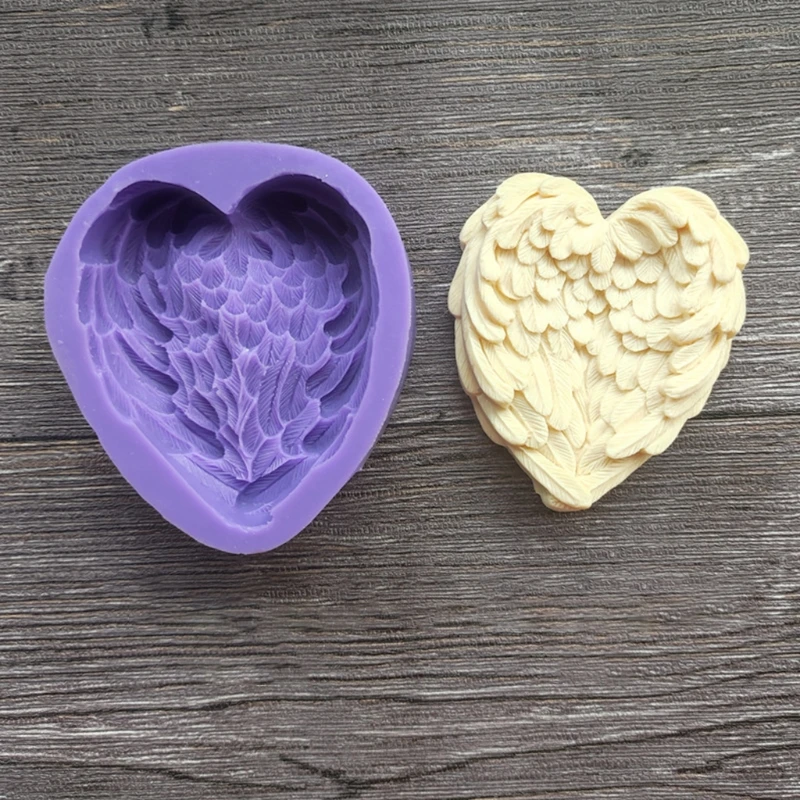

3D Heart-shaped Feather Home Decoration Epoxy Resin Mold Ornament Silicone Mould