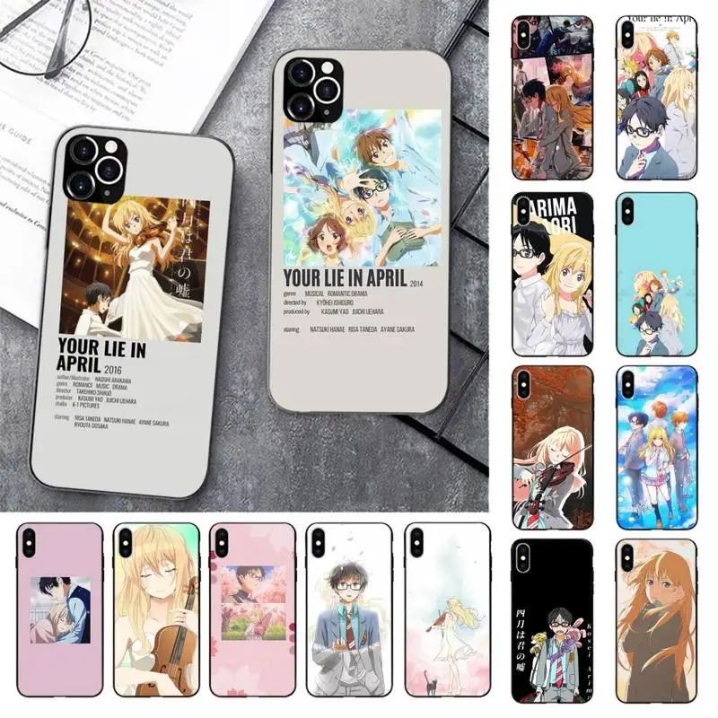

Japan Anime Your Lie in April Phone Case for iPhone 13 11 12 pro XS MAX 8 7 6 6S Plus X 5S SE 2020 XR cover