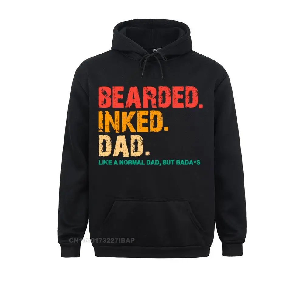 

Bearded Inked Dad Funny For Daddy PaPa Vintage Sportswear EU Size Cotton Soft Crew Neck High Quality Tops