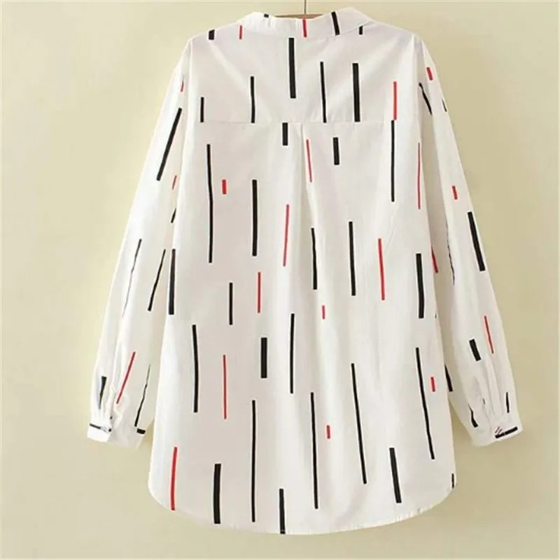 Женская шифоновая рубашка в полоску белая блузка с длинным рукавом для работы и