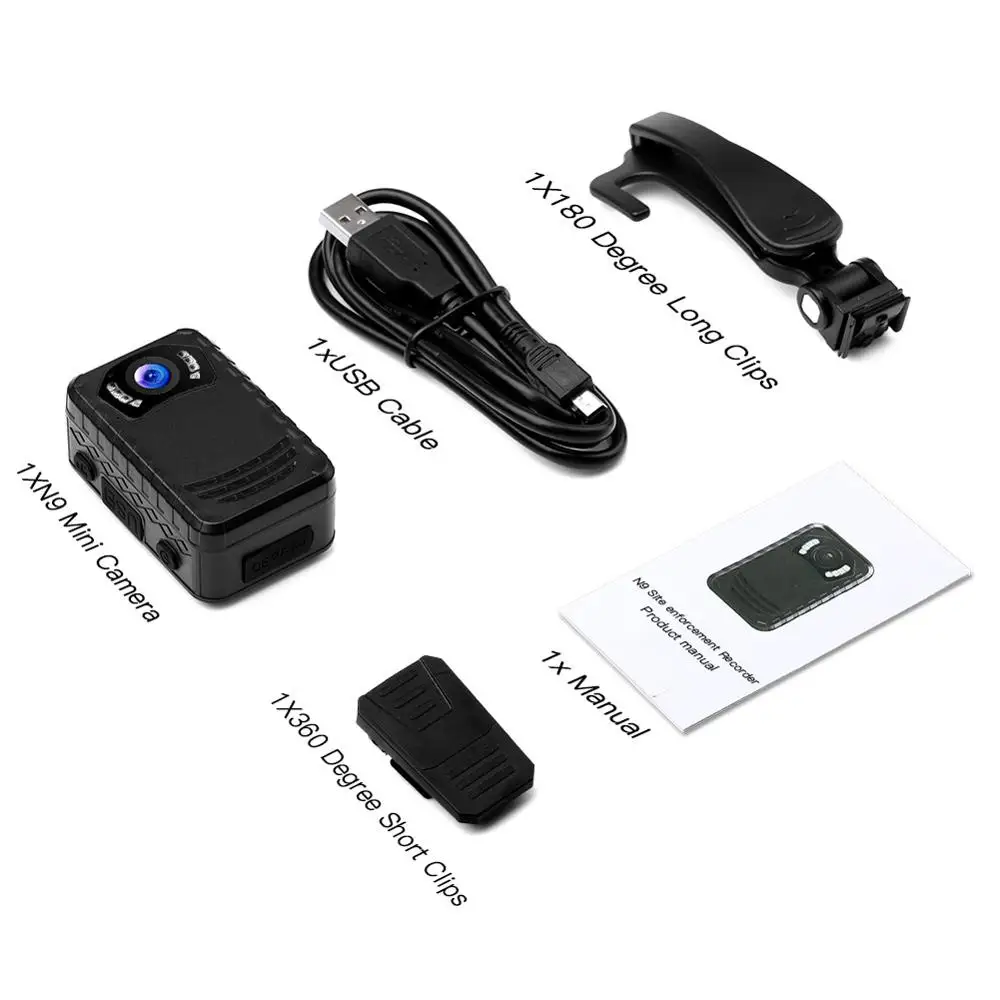 

BOBLOV N9 Mini Body Camera Full HD 1296P Small Portable Night Vision Police Cameras Support 256G DVR Dropshipping body cam