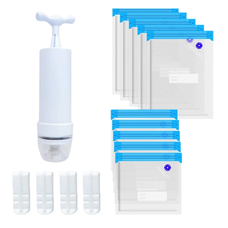 

Вакуумные пакеты Sous Vide 15 упаковок, многоразовые пакеты для хранения пищевых продуктов с 1 ручной помпой, 2 герметичных пакета, 4 зажима