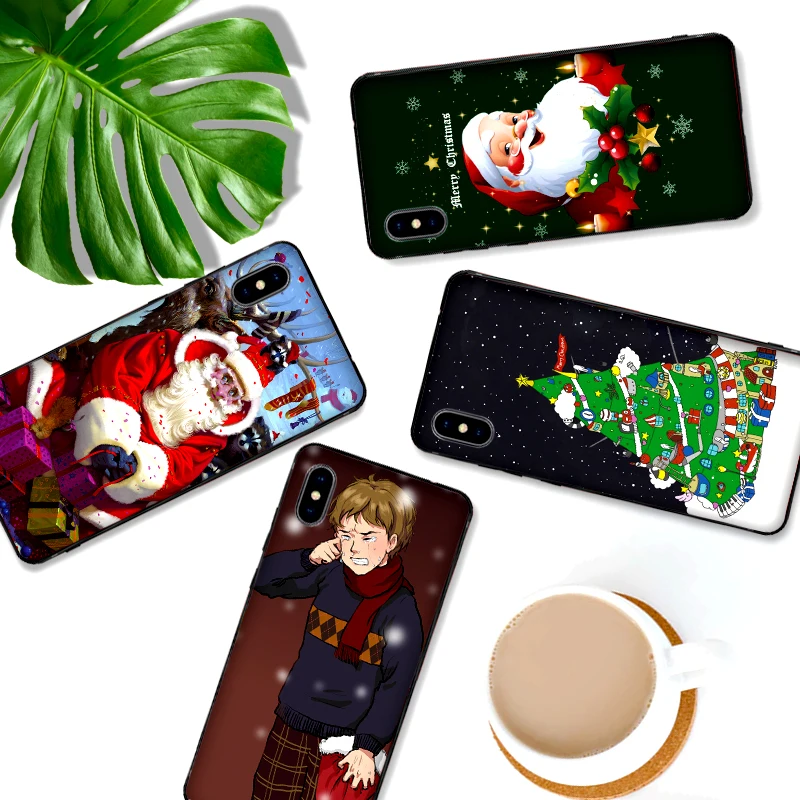 Мягкий силиконовый чехол-накладка Санта Клауса для iPhone X XR XS MAX Apple 8 7 6 S Plus |