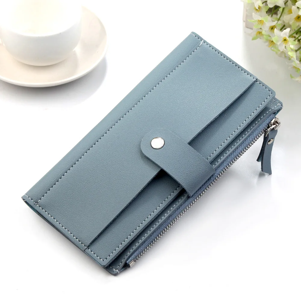 

NO.ONEPAUL New Ladies long wallet Korean version multi-card clutch bag buckle coin purse zipper wallet mobile phone bag soft