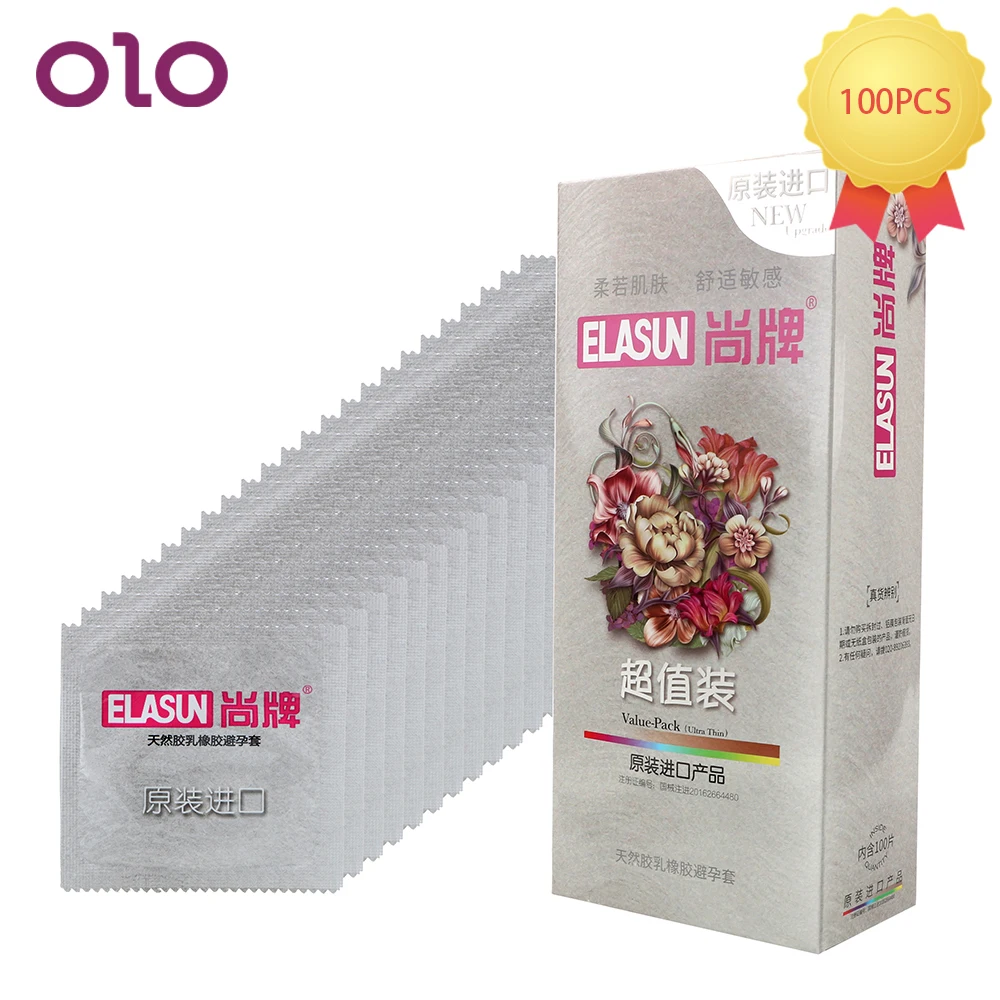 OLO 100 шт./упак. натуральные латексные презервативы для мужчин Эротические товары
