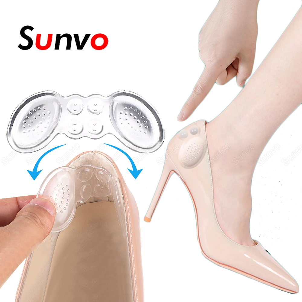 

2 пары силиконовых гелевых прокладок на пятки для женщин, свободная обувь, регулируемый размер, высокая яркость, защита от износа, защита от ...