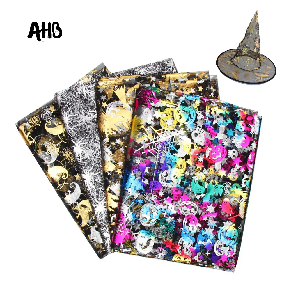 AHB 90*150 см Тюлевая сетчатая ткань Золотая Тыква фольга сделай сам куклы Хэллоуин