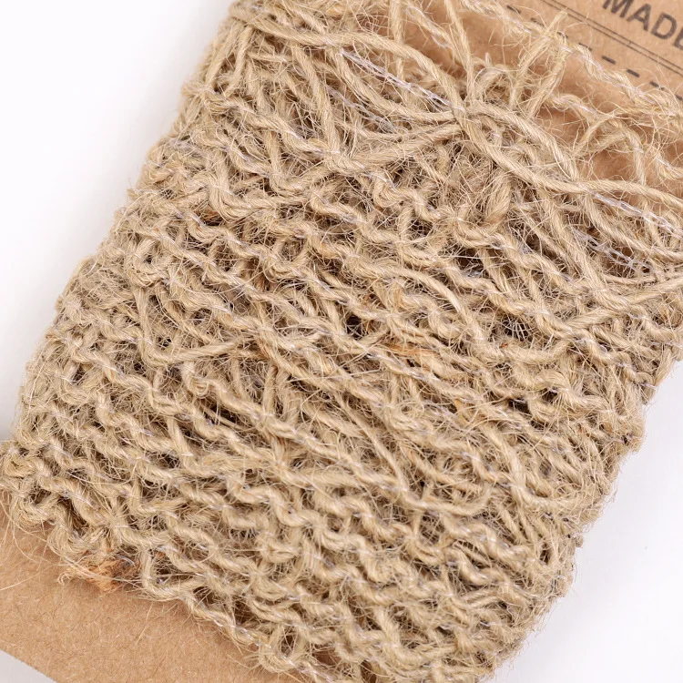 natural color 2 метра полый пеньковый Канат натуральная Мешковина гессийский джутовый шнур-шпагат подарочная упаковочная Веревка DIY ремесло декоративная ткань нить 20 мм - Цвет: natural color
