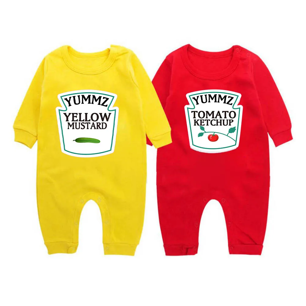 Culbutomind Yummz томатный кетчуп желтый горчичный красный и желтый боди для маленьких мальчиков двойняшки детская одежда для близнецов для маленьких мальчиков и девочек - Цвет: baby bodysuit tomato