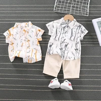 2021 new summer baby childrens clothing for boys cotton short sleeve shirts trousers 2pcs kids clothing sets