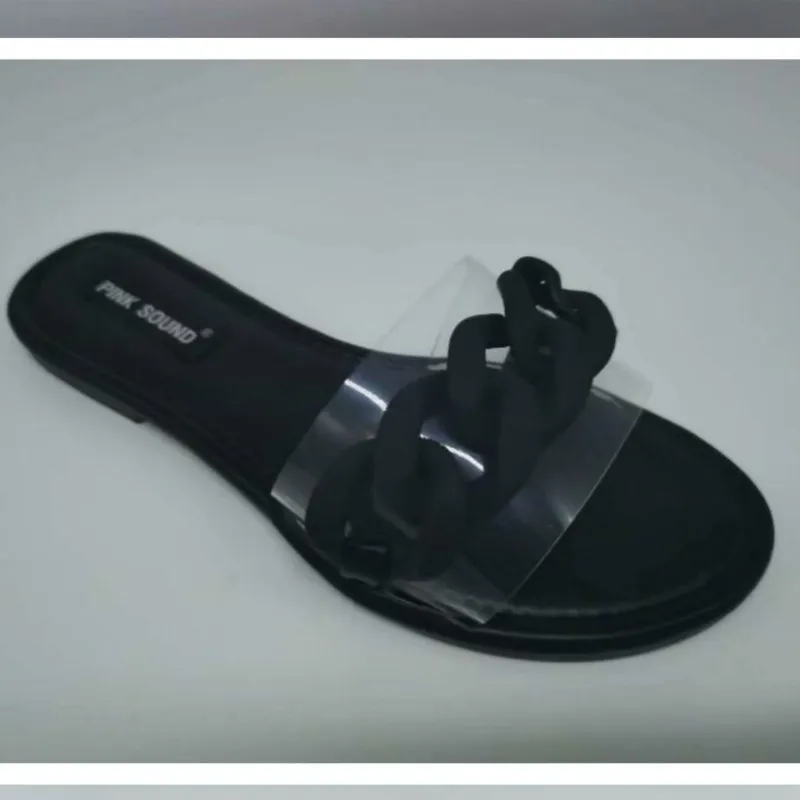 

2021 Summer Beach Slides Women Sexy Roman Transparent Sandals Flat Outdoor Shoes Woman Slippers Breathable Summer Woman Shoe