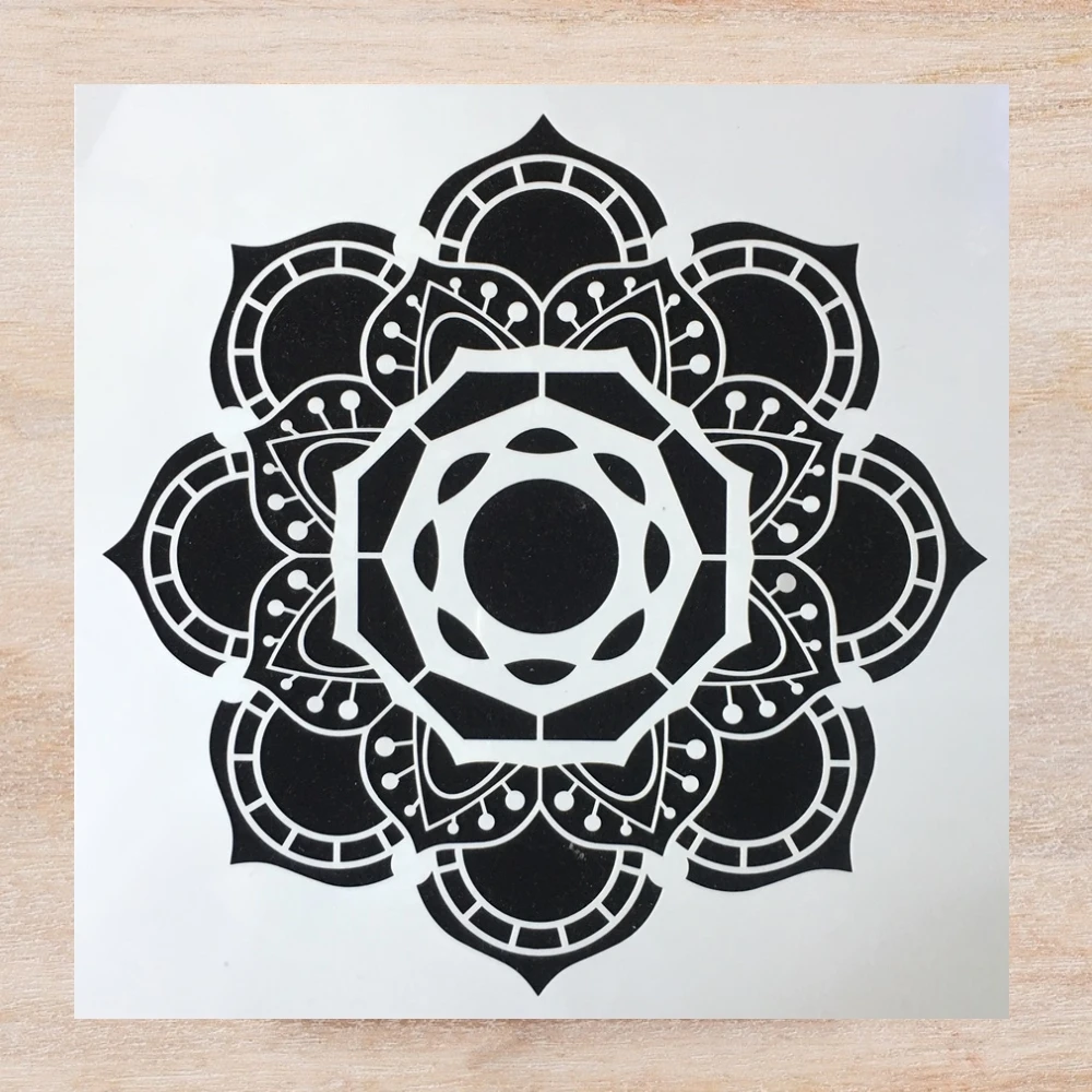 Большой восьмиугольный трафарет 30*30 см с изображением цветов мандалы для